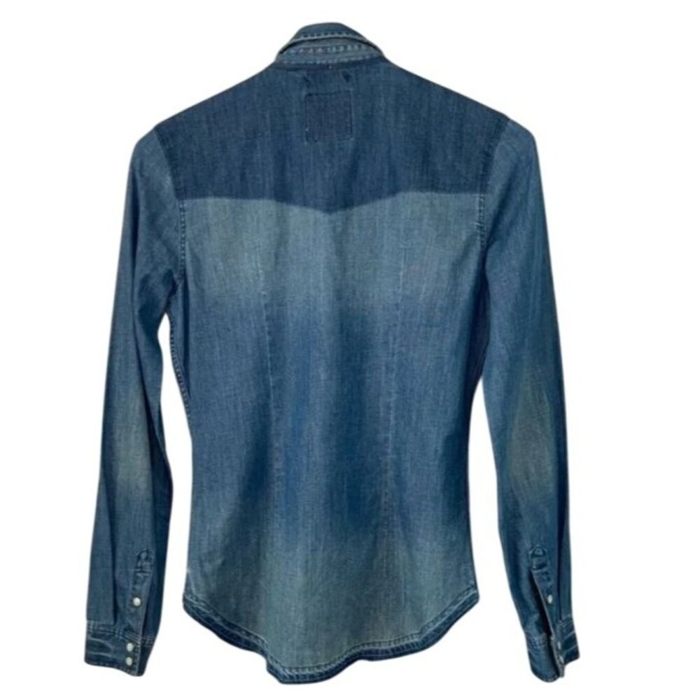 American Eagle Outfitters Boyfriend Fit Button Front Denim Shirt Size Small NWT - Picture 3 of 16